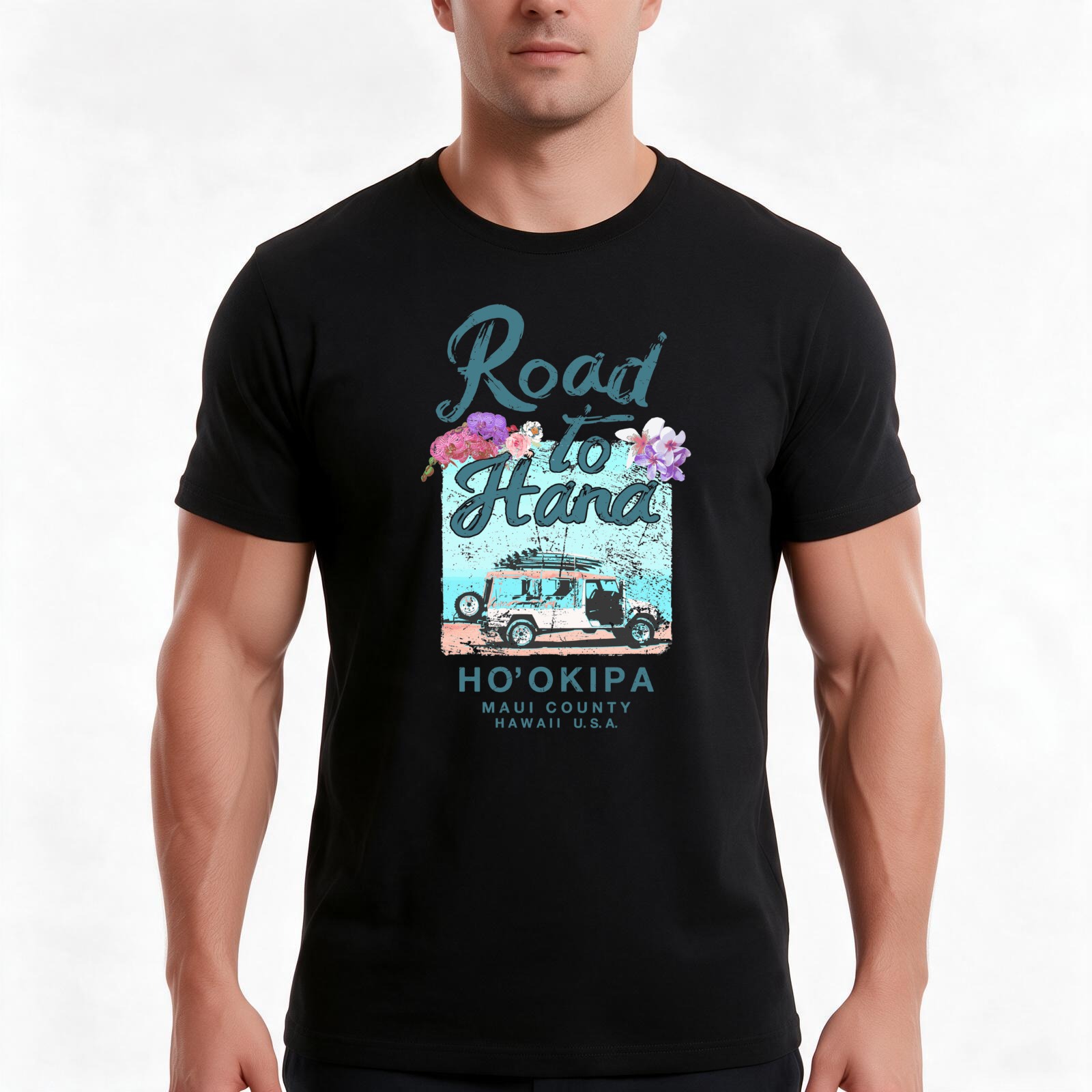 Vintage Hawaiian Floral Shirt - เสื้อยืดลายดอกไม้ฮาวายสไตล์วินเทจ รุ่น Road to Hana Maui