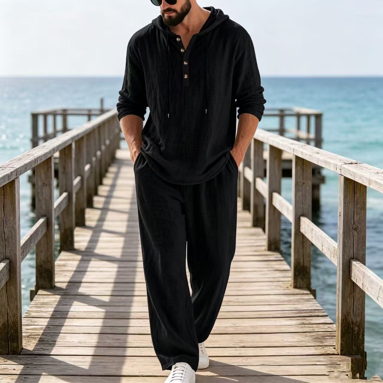 ชุดลำลองผู้ชายผ้าลินินสำหรับฤด - Mens Linen Shirt Long Sleeve บทวิจารณ์และราคา