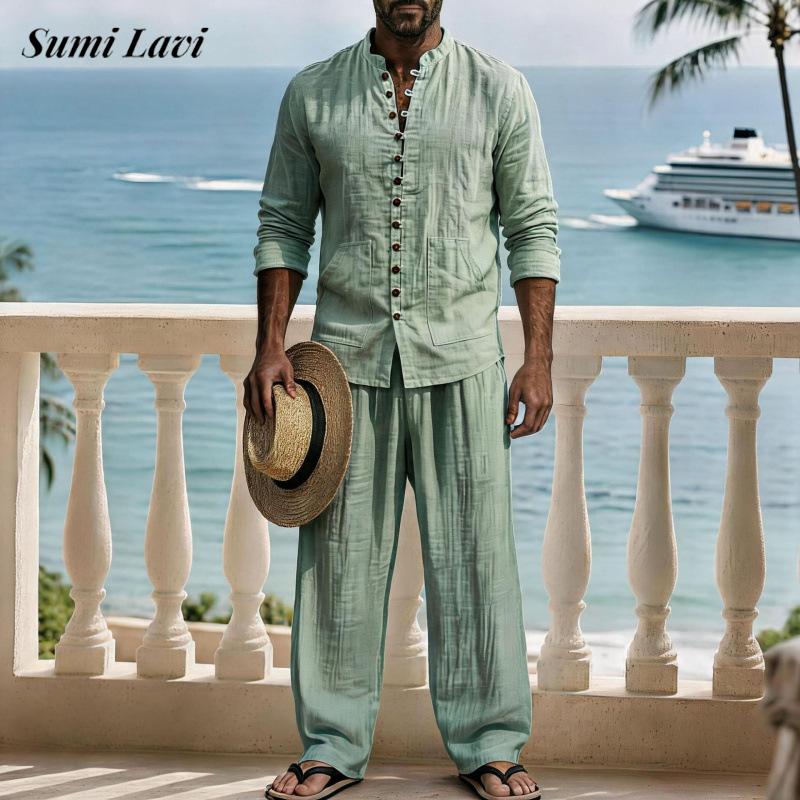 ชุดเสื้อเชิ้ตแขนยาวผ้าลินินและ - Mens Linen Shirt Long Sleeve บทวิจารณ์และราคา