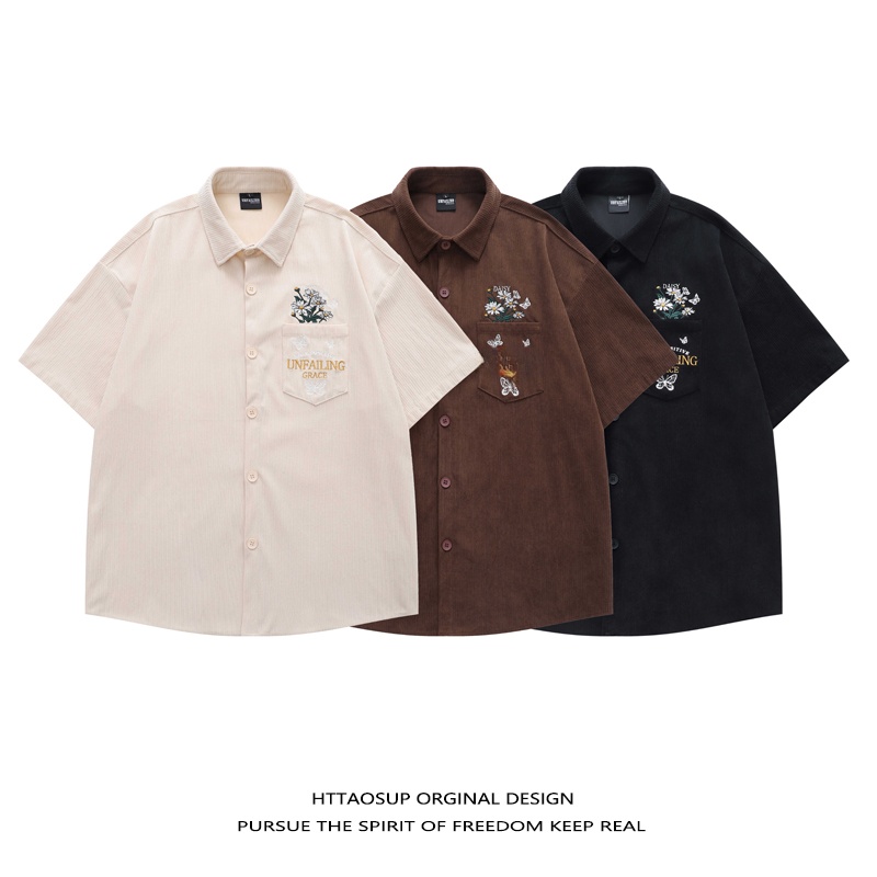 HTTAOSUP 2026 เสื้อเชิ้ตผ้าคอร - Corduroy Button Up Shirt Men บทวิจารณ์และราคา