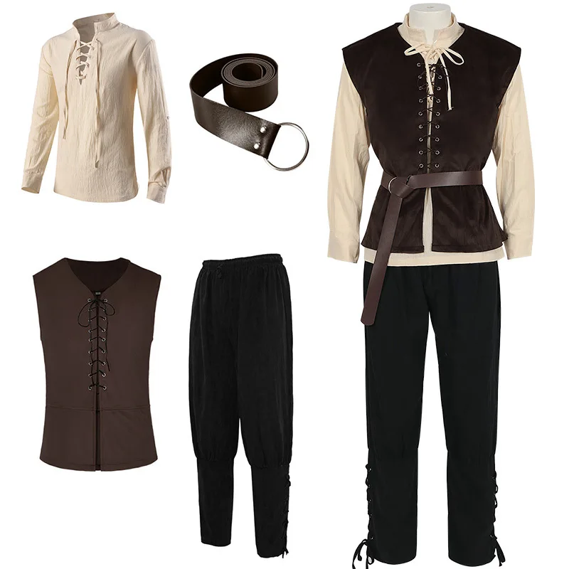 เสื้อสไตล์ยุคกลาง โกธิค สเตนพั - Medieval Gothic Lace Up Pirate Shirt บทวิจารณ์และราคา
