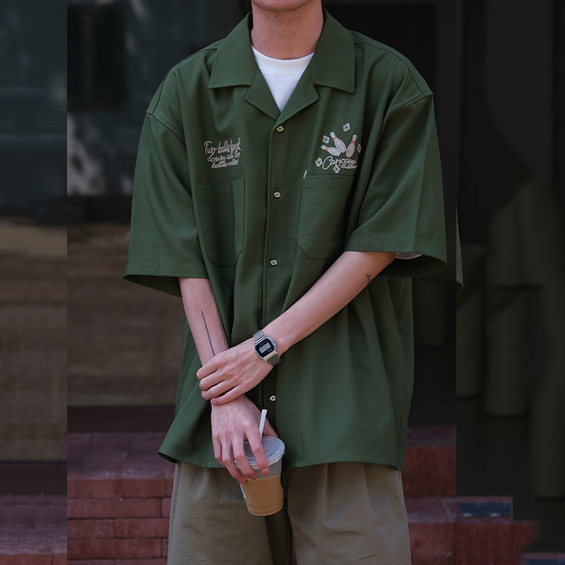 เสื้อเชิ้ตแขนสั้นสำหรับผู้หญิง - Short Sleeve Bowling Shirt Retro บทวิจารณ์และราคา