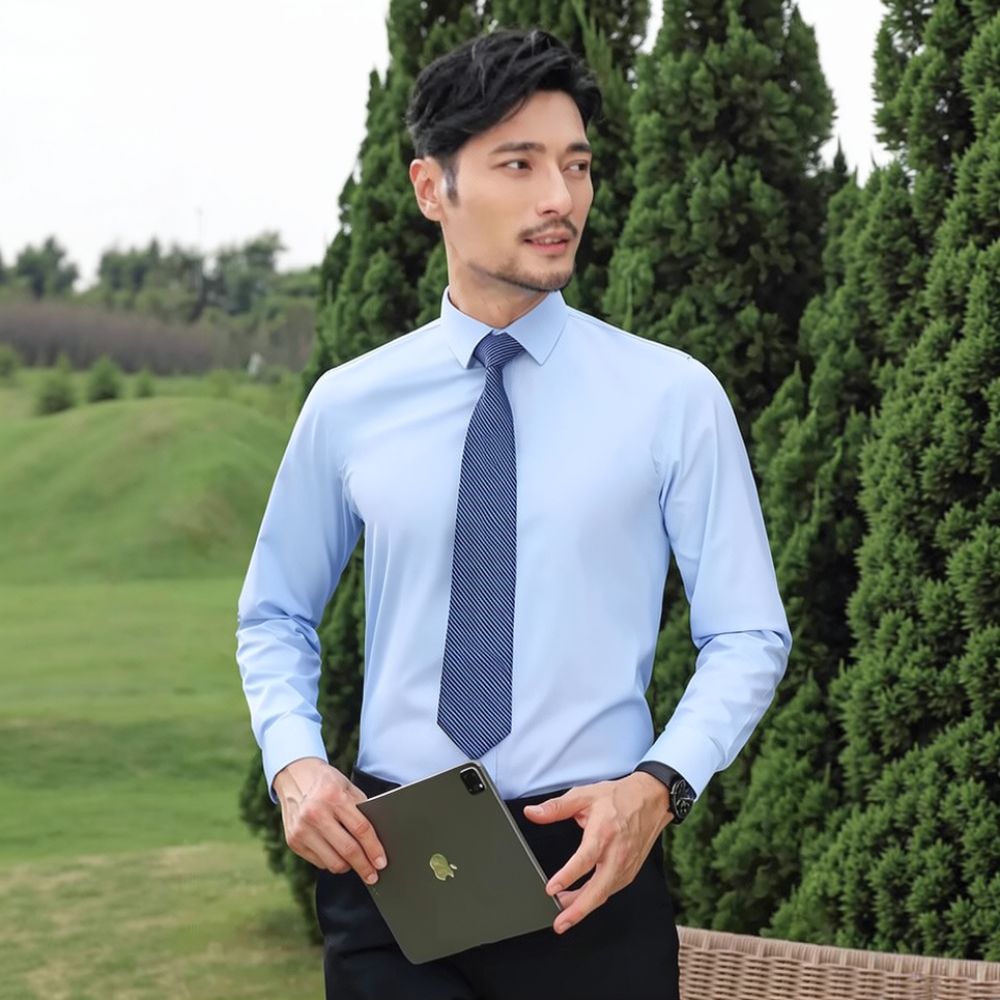 เสื้อเชิ้ตแขนยาวสำหรับผู้ชาย ผ - Breathable Bamboo Fiber Shirt Non Iron บทวิจารณ์และราคา