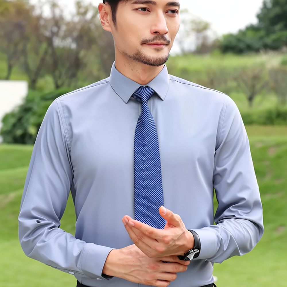 เสื้อเชิ้ตแขนยาวสำหรับผู้ชาย ผ - Breathable Bamboo Fiber Shirt Non Iron บทวิจารณ์และราคา