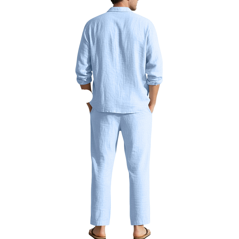 ชุดลำลองผ้าลินินสำหรับฤดูใบไม้ - Mens Linen Shirt Long Sleeve บทวิจารณ์และราคา